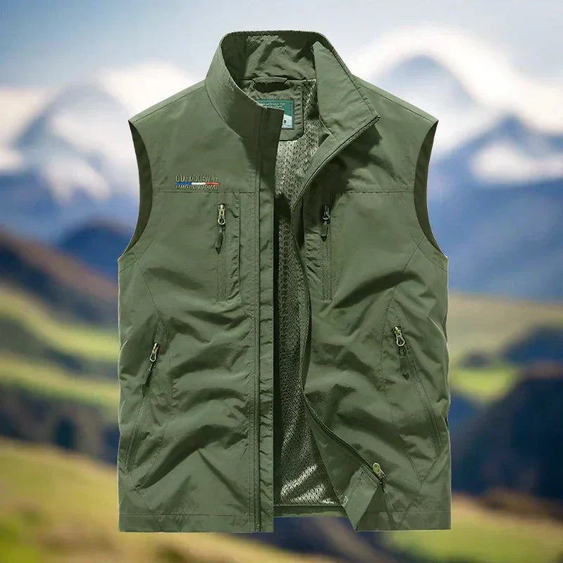 "Lässige multifunktionale Herren Outdoor-Weste, bequem geschnitten, in Farben Blau, Grau, Khaki, Oliv, Rot, Schwarz erhältlic