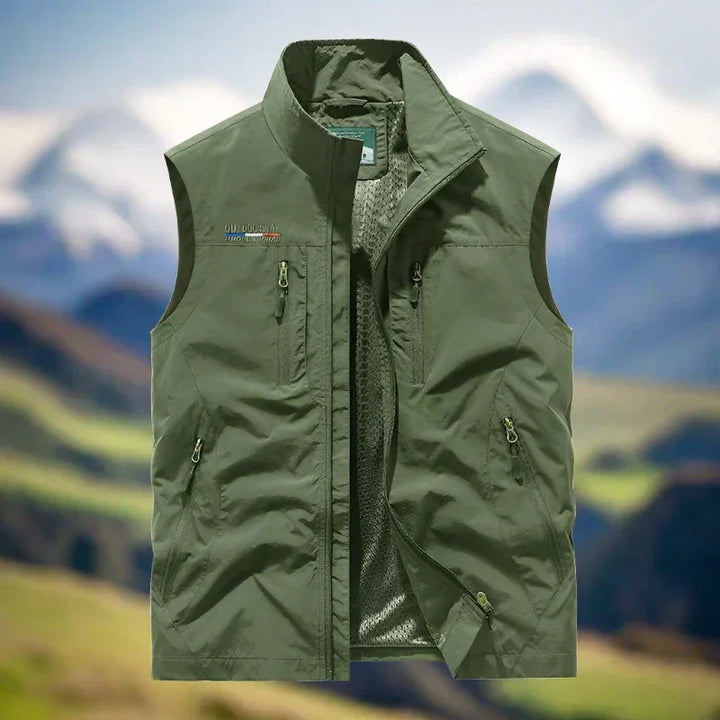 "Lässige multifunktionale Herren Outdoor-Weste, bequem geschnitten, in Farben Blau, Grau, Khaki, Oliv, Rot, Schwarz erhältlic