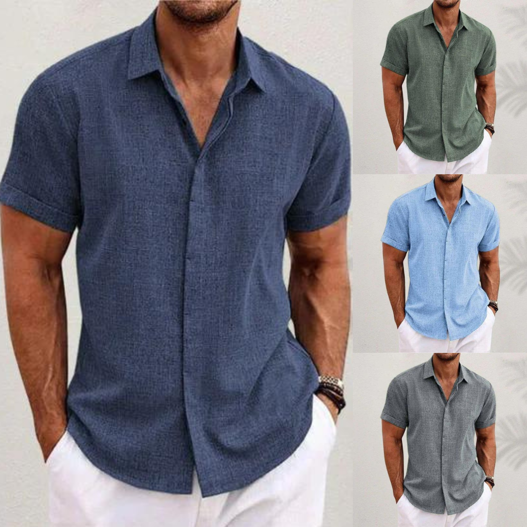 Lässiges Herren Button-Down-Hemd, weiches Material in Marineblau, ideal für Freizeit und halbformelle Anlässe.