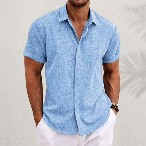 Lässiges Herren Button-Down-Hemd, weiches Material in Marineblau, ideal für Freizeit und halbformelle Anlässe.