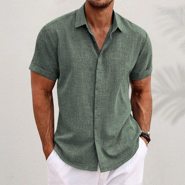 Lässiges Herren Button-Down-Hemd, weiches Material in Marineblau, ideal für Freizeit und halbformelle Anlässe.