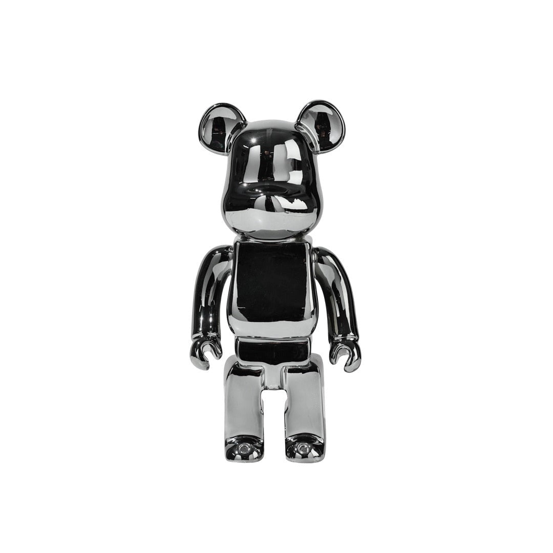 "Lebendige Bearbricks Skulptur mit buntem Design, ideal als stylische Tischdekoration und Sammlerfigur, aus Harz gefertigt."