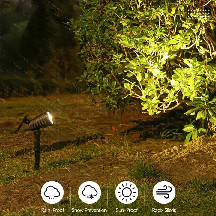 "LED Solar Gartenstrahler, wetterfest, fokussiertes Licht, perfekte Außenbeleuchtung. Ideal für Wege und Dekorationen."