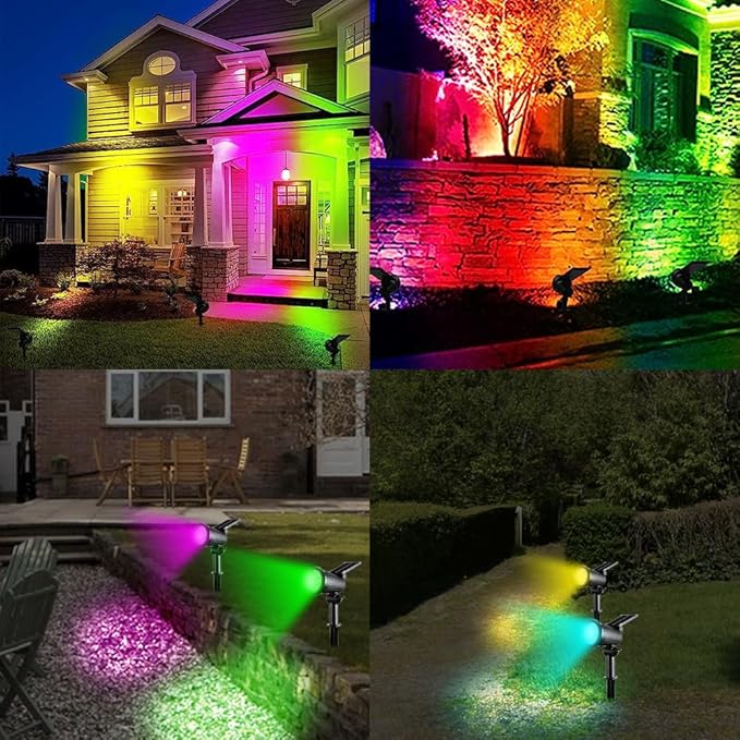 "LED Solar Gartenstrahler, wetterfest, fokussiertes Licht, perfekte Außenbeleuchtung. Ideal für Wege und Dekorationen."