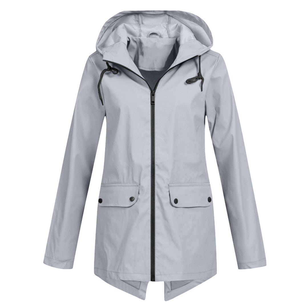Leichte Damen Regenjacke in Apricot, wasserfest, stilvoll, hält trocken bei Regenwetter, eleganter Schnitt ideal für Alltag.