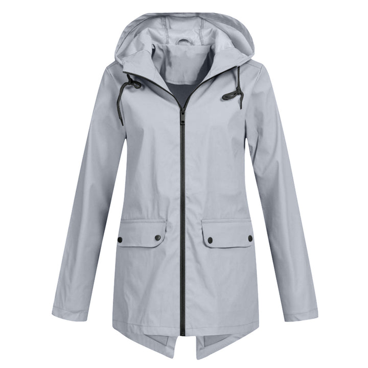 Leichte Damen Regenjacke in Apricot, wasserfest, stilvoll, hält trocken bei Regenwetter, eleganter Schnitt ideal für Alltag.