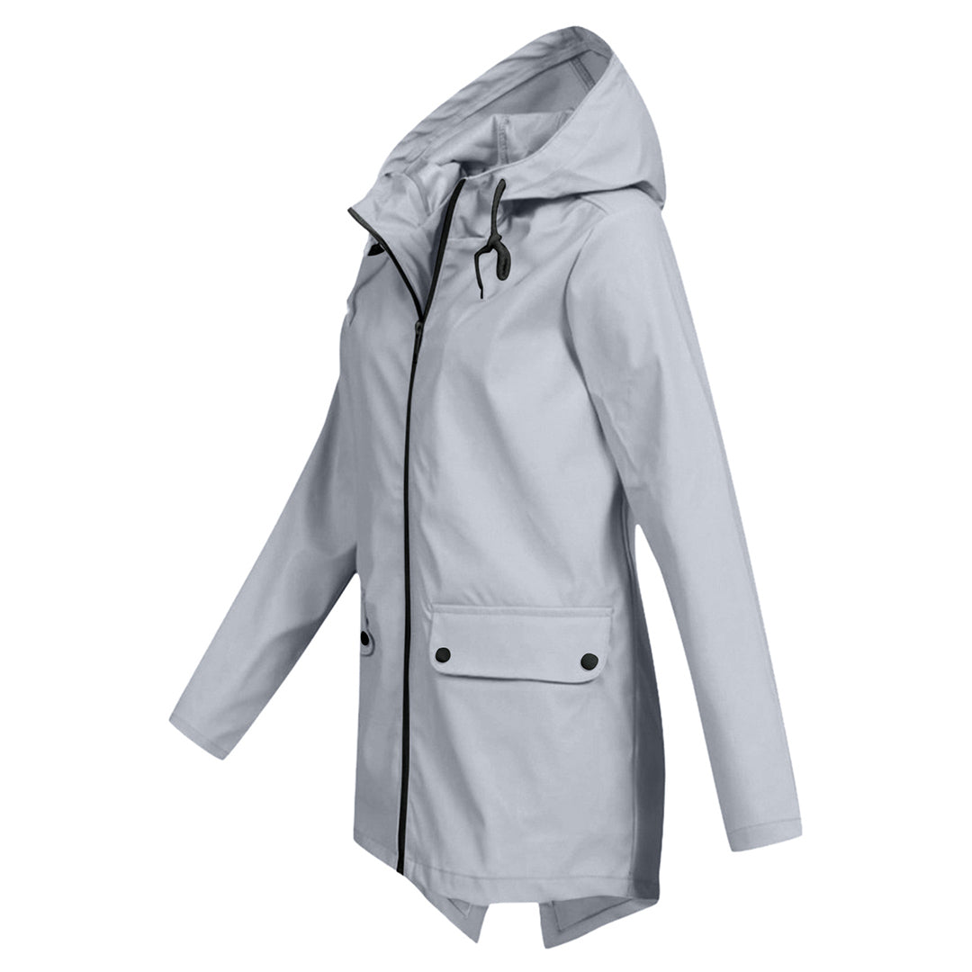 Leichte Damen Regenjacke in Apricot, wasserfest, stilvoll, hält trocken bei Regenwetter, eleganter Schnitt ideal für Alltag.