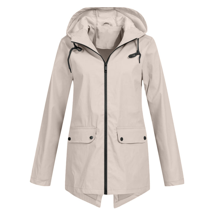 Leichte Damen Regenjacke in Apricot, wasserfest, stilvoll, hält trocken bei Regenwetter, eleganter Schnitt ideal für Alltag.