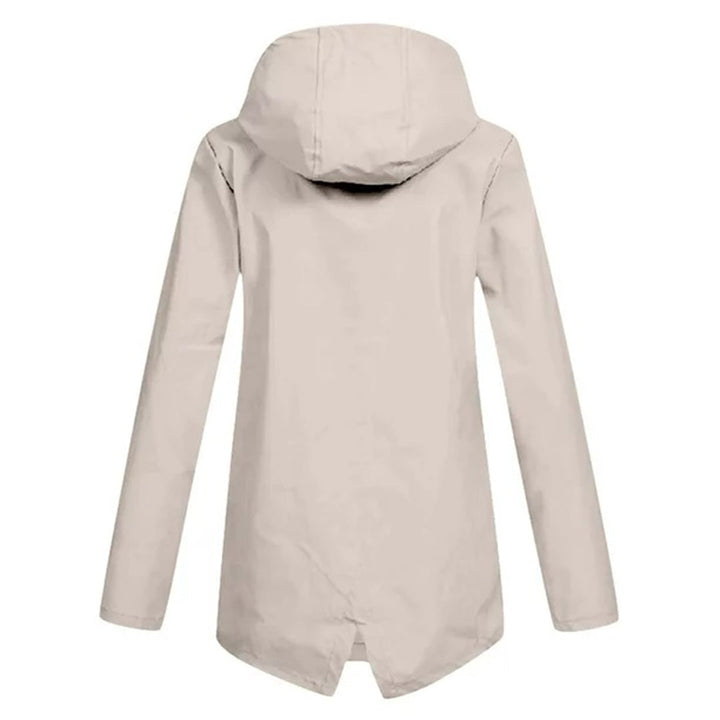 Leichte Damen Regenjacke in Apricot, wasserfest, stilvoll, hält trocken bei Regenwetter, eleganter Schnitt ideal für Alltag.