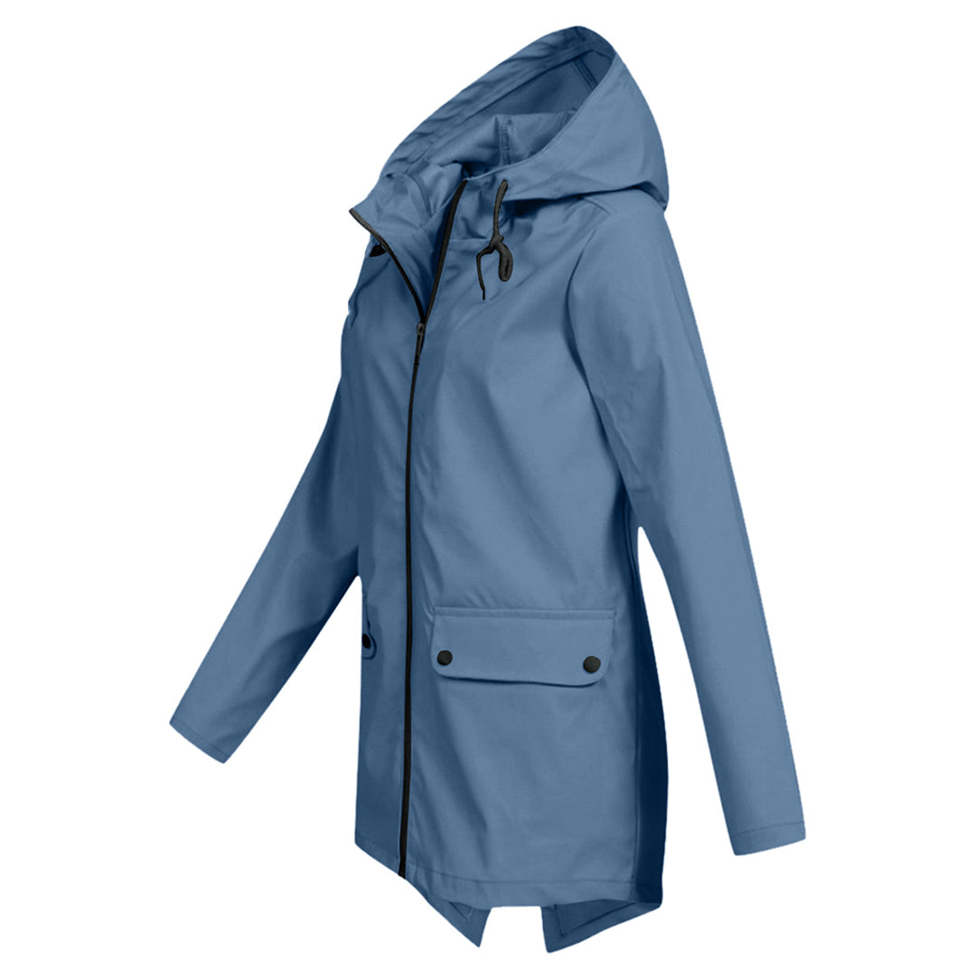 Leichte Damen Regenjacke in Apricot, wasserfest, stilvoll, hält trocken bei Regenwetter, eleganter Schnitt ideal für Alltag.