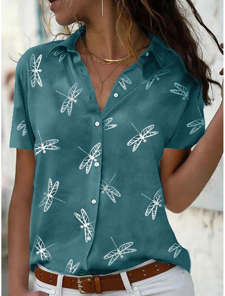 Leichtes und bequemes Damen-Sommer-Shirt in Blau mit kurzer Ärmel, entspannter Passform für stilvollen Sommerkomfort.