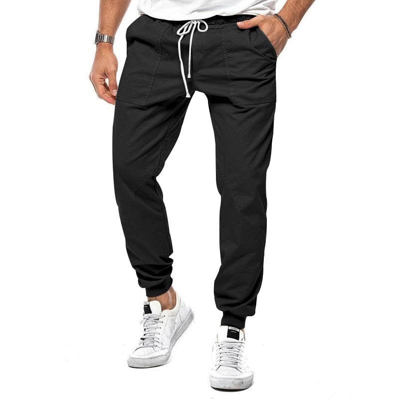 Men's athletic linen joggers with 4-way stretch for maximum flexibility during sports, gym, or casual leisure.