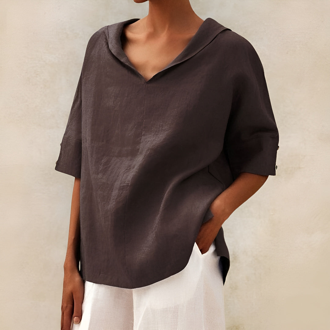 Versatile women's short sleeve blouse. Perfect for effortless casual summer style & everyday comfort.
