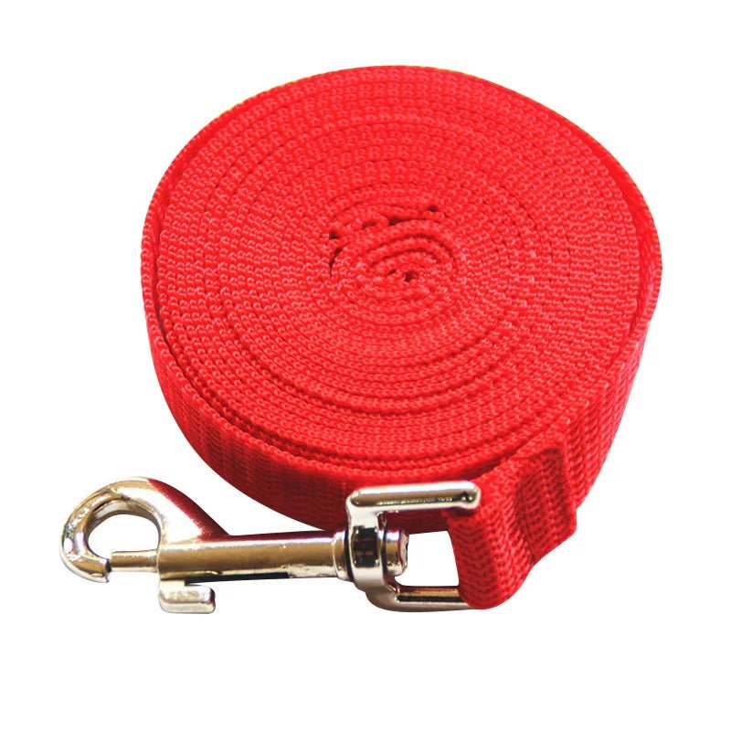 Durable blue nylon training leash for dogs, ideal for long-distance recall practice