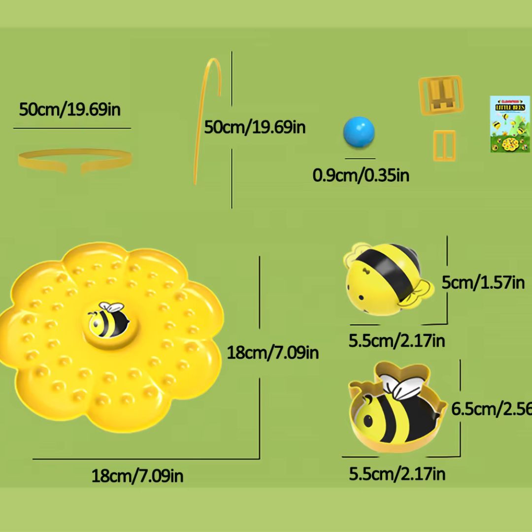 "Lustiges Bienenchaos Geschicklichkeitsspiel: Spieler mit Biene am Kopf, sammeln bunte Kugeln für Familienwettbewerb ein."