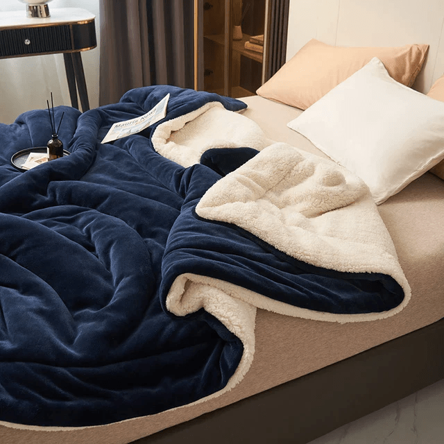 Versatile fleece throw blanket. Plush and warm for ultimate comfort in your living room or den.