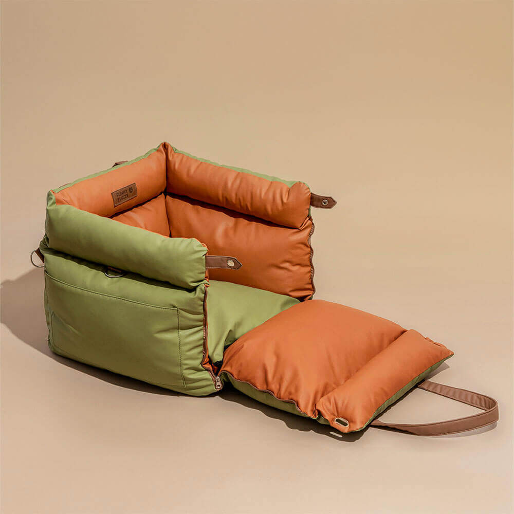 Elevated dog car seat, ensuring safe travels and a clear view for your furry friend.