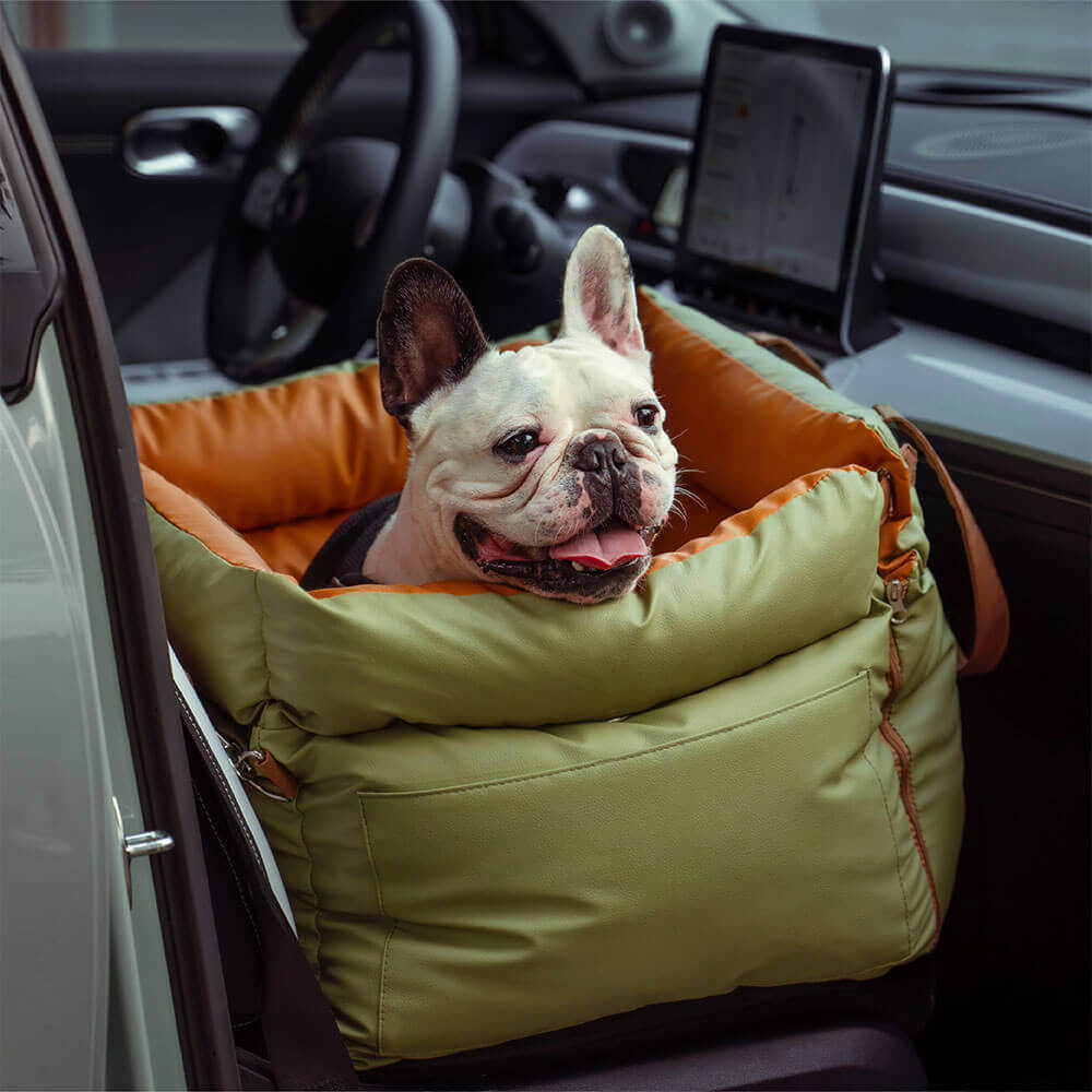 Cozy dog travel seat, a secure vehicle pet bed for small & medium dogs.