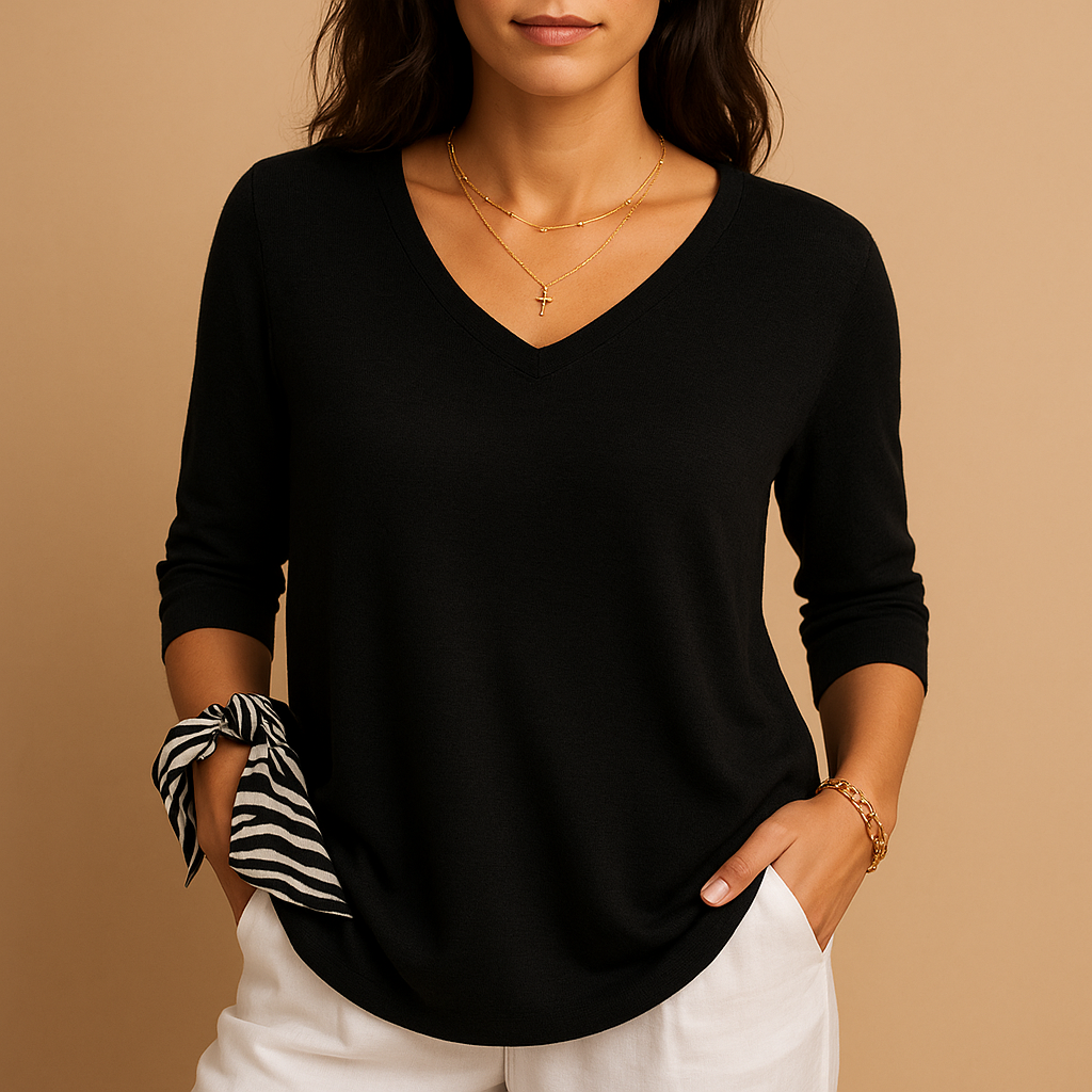 Relaxed fit long sleeve women's tunic top, comfortable and elegant everyday blouse for daily casual wear.