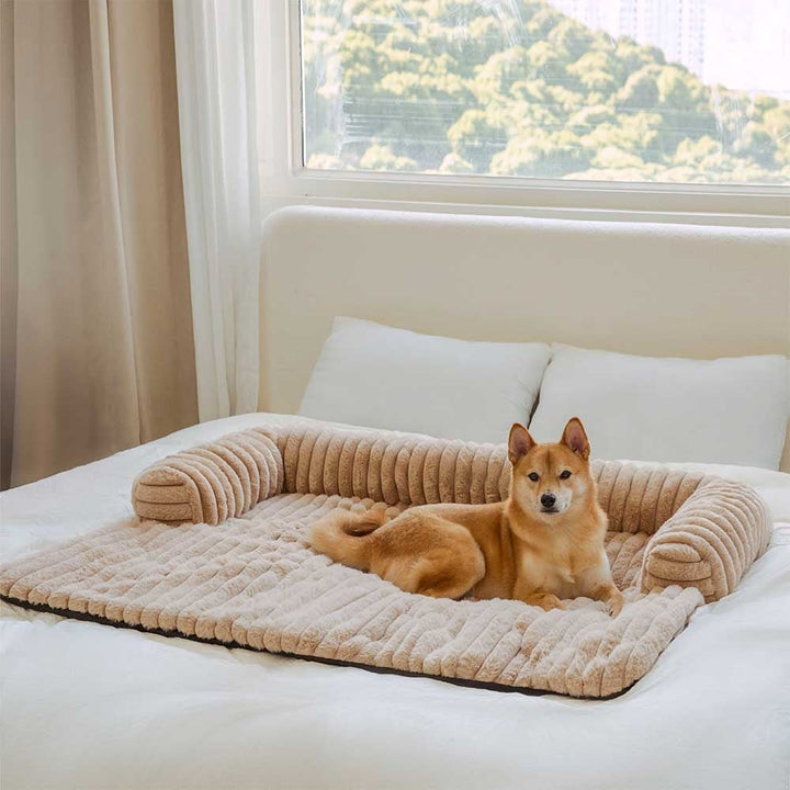 Machine washable gray pet sofa protector blanket for dogs and cats, non-slip furniture cover