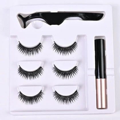 "Magnetische Wimpernverlängerung für mehr Volumen, natürliche Optik, einfaches Anbringen ohne Kleber, glamouröser Look."