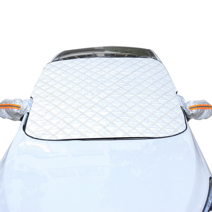 "Magnetische Windschutzscheibenabdeckung schützt Auto vor Schnee und Eis, mit starken Magnetkanten, vielseitig einsetzbar."