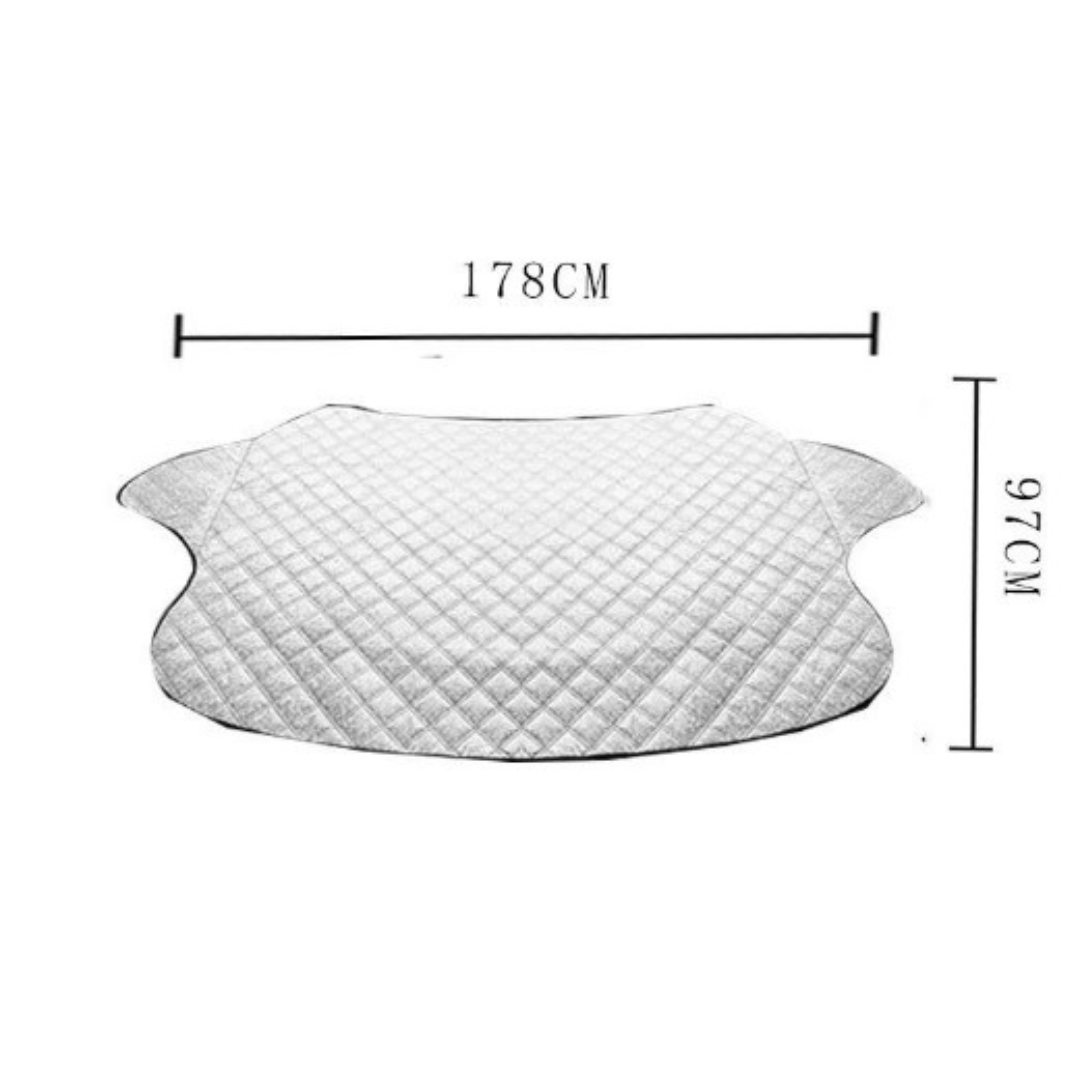 "Magnetische Windschutzscheibenabdeckung schützt Auto vor Schnee und Eis, mit starken Magnetkanten, vielseitig einsetzbar."