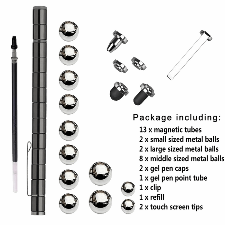 "Magnetischer Fidget Pen für Stressabbau, Silber, kombiniert Stift und Spielzeug für mehr Produktivität und Kreativität"