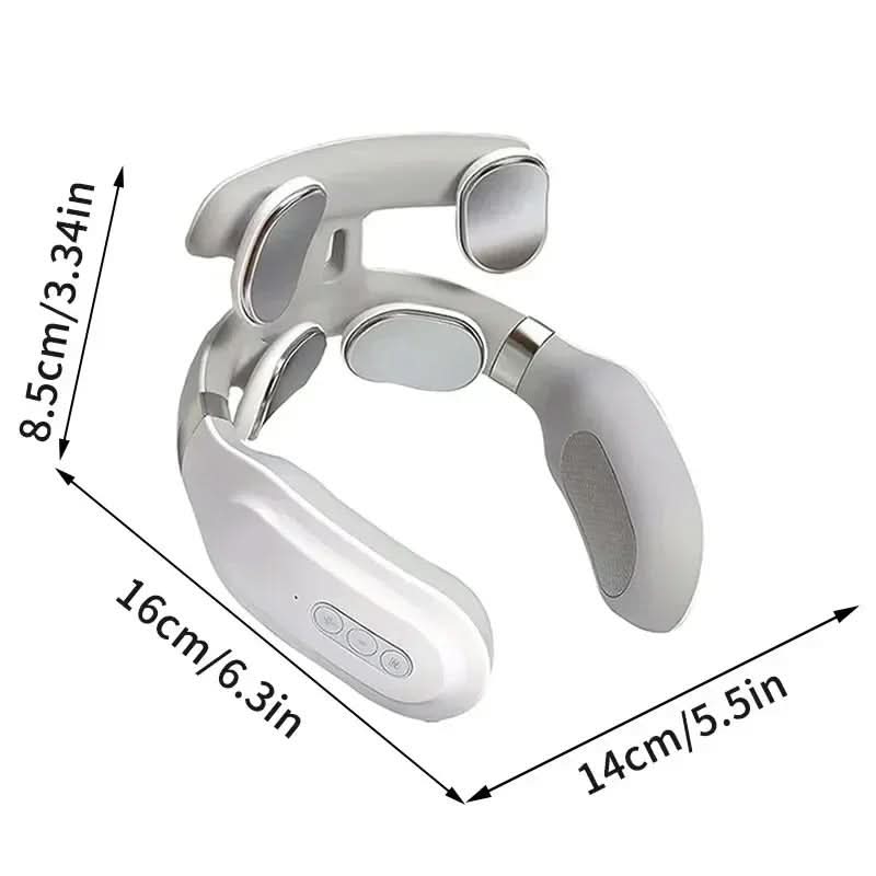 Modern design neck & muscle relaxer. Portable wellness device with heated massage, vibration for personal comfort.