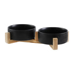 Matt black (double bowl with wooden stand)