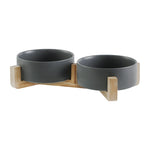 Matt green (double bowl with wooden stand)