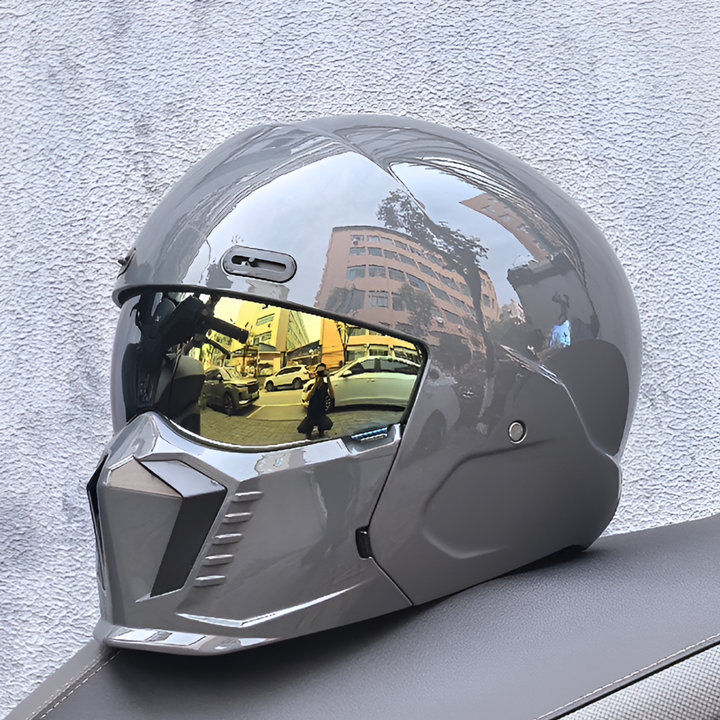 Enhance your ride with this protective matte black full face modular motorcycle helmet. Ultimate safety gear.