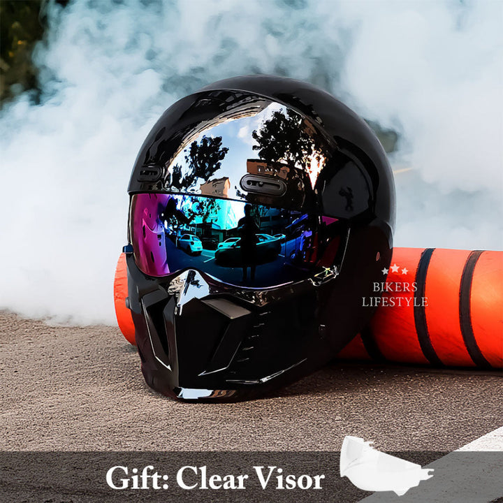 Unisex full face modular motorcycle helmet, matte black. Ideal for various riding conditions, top bike safety.