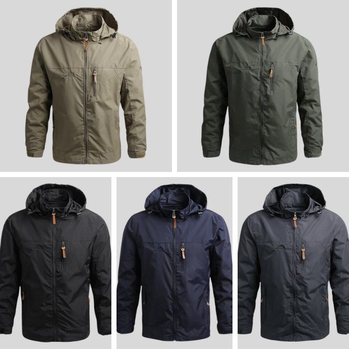 Lightweight men's windbreaker for outdoor excursions. Warm, durable & weather-proof.