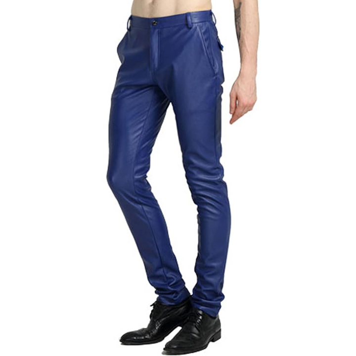 Men's black tapered biker trousers, slim fit with skinny leg, perfect for street fashion & urban wear.