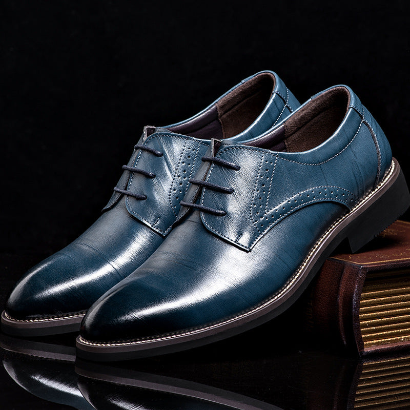 Men's Black Lace-up Oxford Dress Shoes, polished leather for a refined look, suitable for any formal business attire.