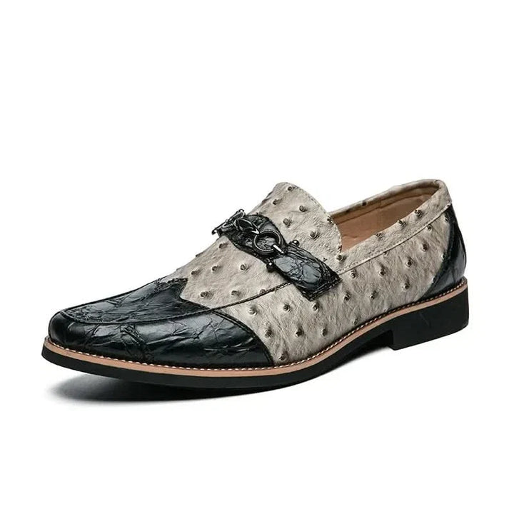 Front view of classic men's loafers, ideal as versatile dress or casual slip-on footwear.