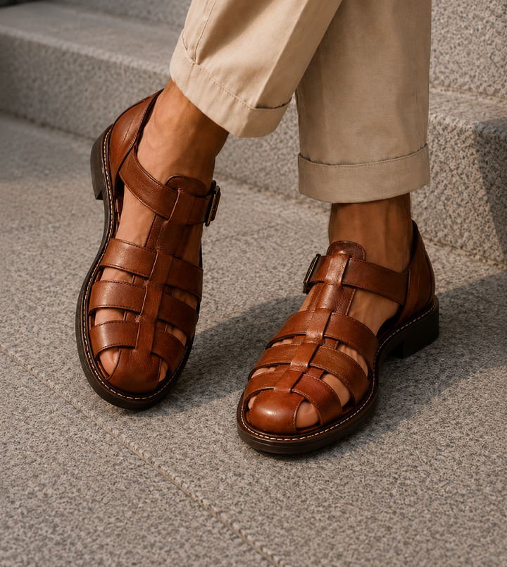 Everyday men's closed-toe fisherman sandals featuring an adjustable strap for a personalized comfortable fit.