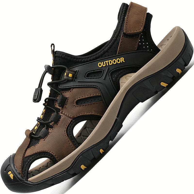 Durable men's walking sandals, closed-toe design, adjustable fit for ultimate comfort on summer adventures.