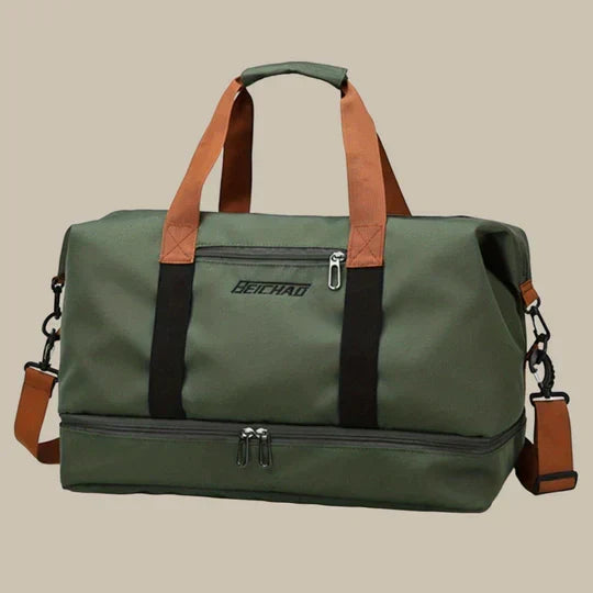 Robust Oxford cloth men's duffel bag, perfect as a gym bag, travel bag, or weekend luggage with shoe section.