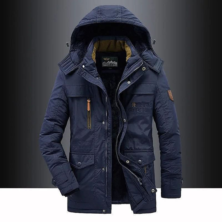 Heavy-duty men's cold weather coat, featuring ultimate warmth and a durable, insulated design.