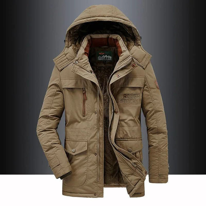 Stylish men's puffer jacket, black, offering superior warmth & windproof protection for winter.