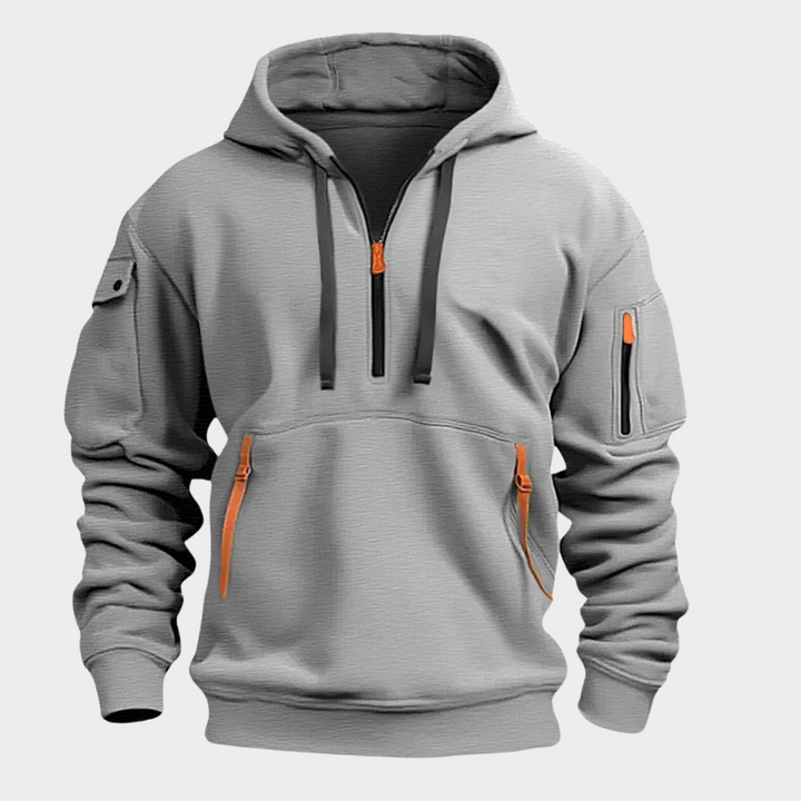 Men's Half-Zip Urban Hoodie, versatile comfort for everyday fashion.