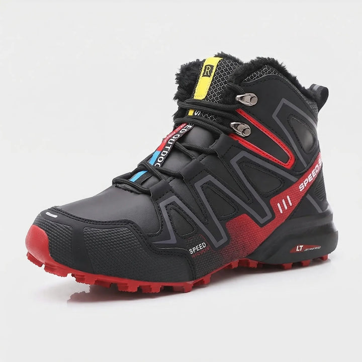 Durable men's insulated winter boots for hiking & snow. Lightweight, non-slip footwear for cold weather outdoor adventures.