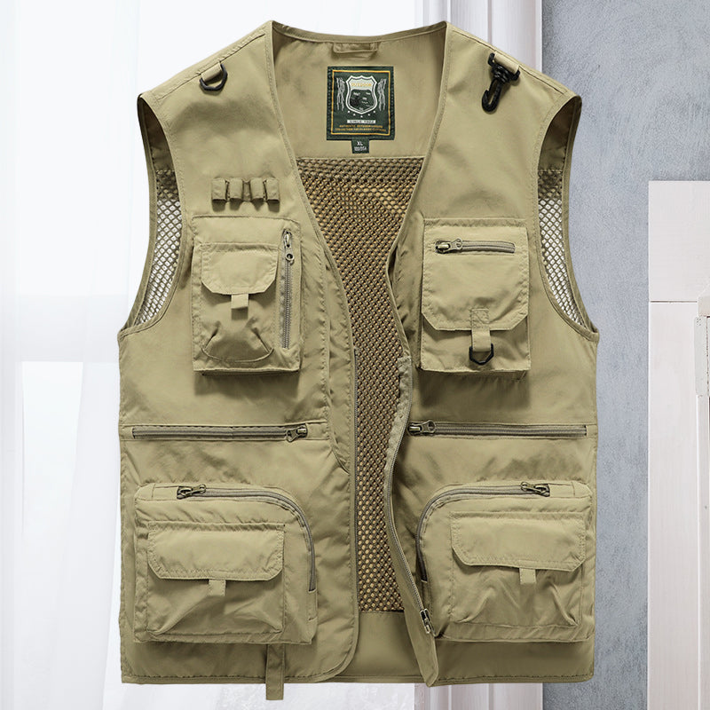 Hiking & travel vest for men. Lightweight, multi-pocket design offers practical storage and comfort.