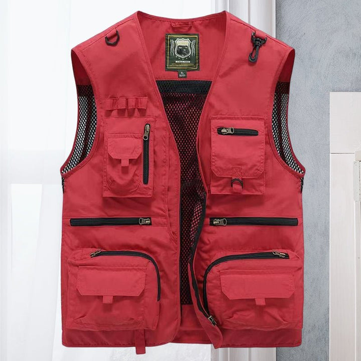Versatile men's multi-pocket outdoor utility vest, great for hiking, fishing, travel & daily wear.