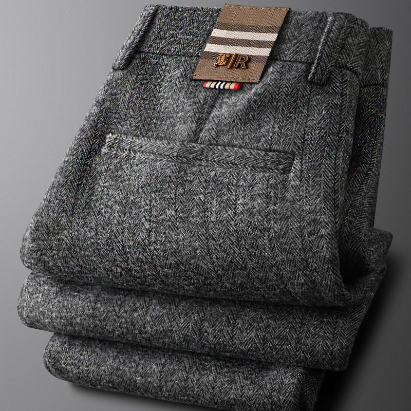 Dark grey men's Regent tailored trousers, suitable for both formal and smart casual occasions.