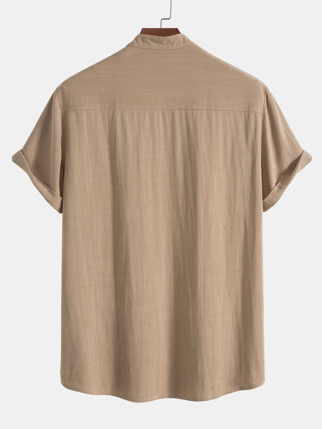 Men's stylish two-piece set: a band collar shirt & trousers for ultimate relaxed comfort.