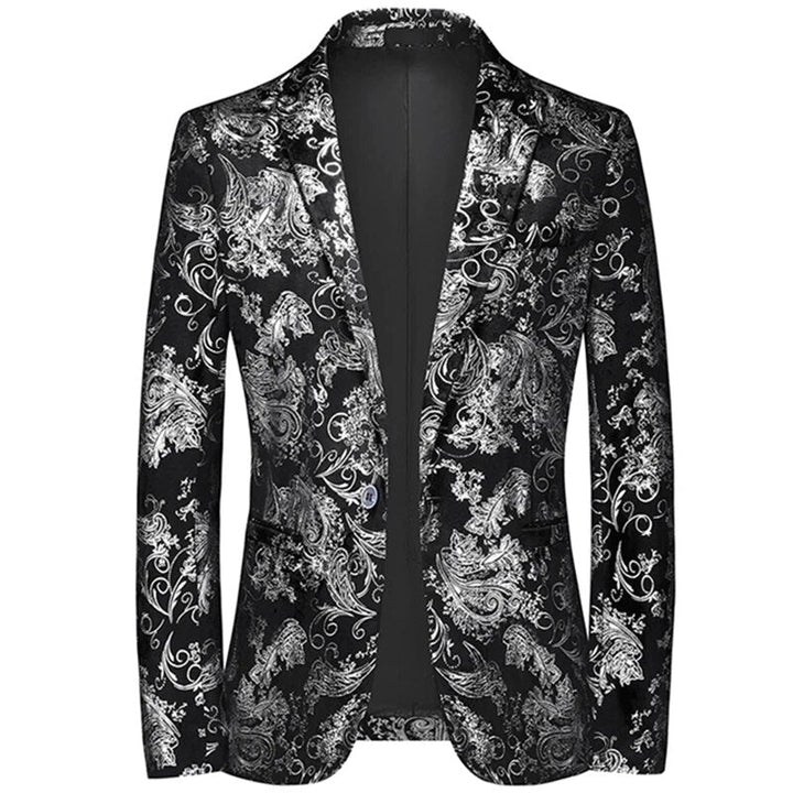Men's slim-fit patterned blazer, ideal for modern office wear, evening events, or stylish formal occasions.