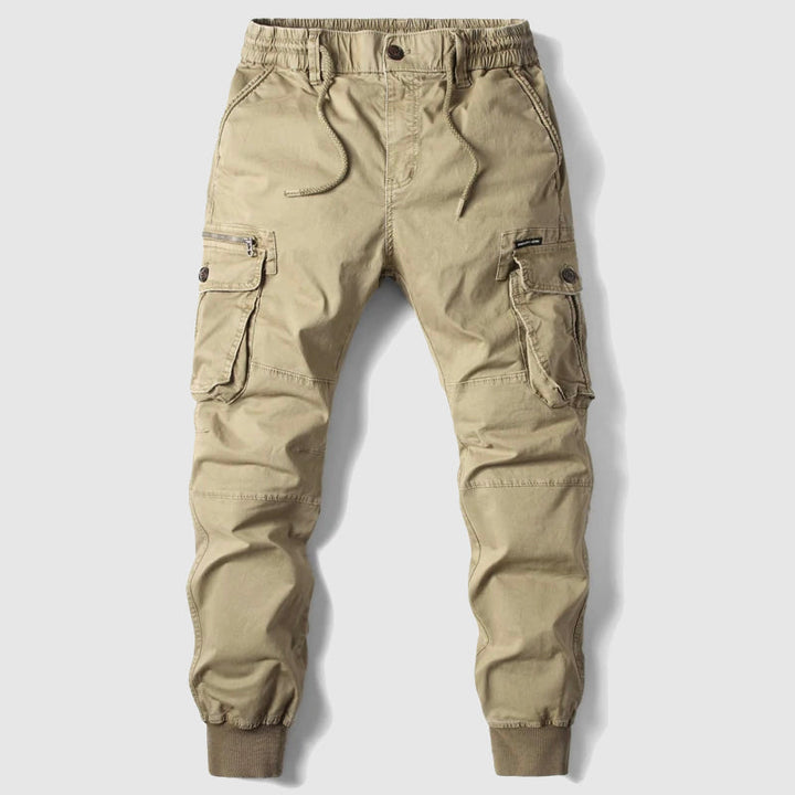 Comfortable men's utility pants, slim fit cargo joggers, ideal for modern casual wear.